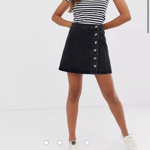 ASOS Denim Black wrap Skirt with buttons